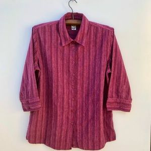 Linen Cotton Woven Button Down Blouse by Northern Reflections of Canada